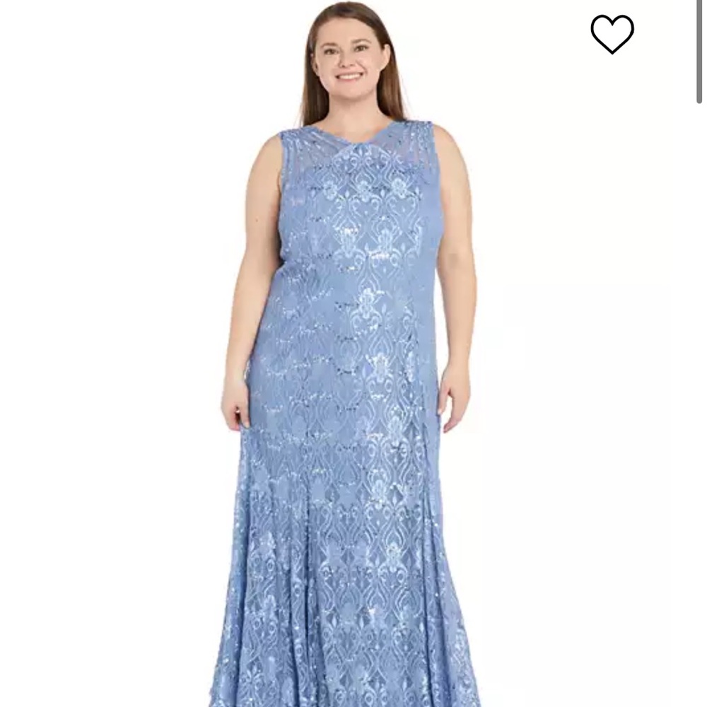 R & M Richards Plus Size Sequin Lace Gown Size 16W 💙🩵